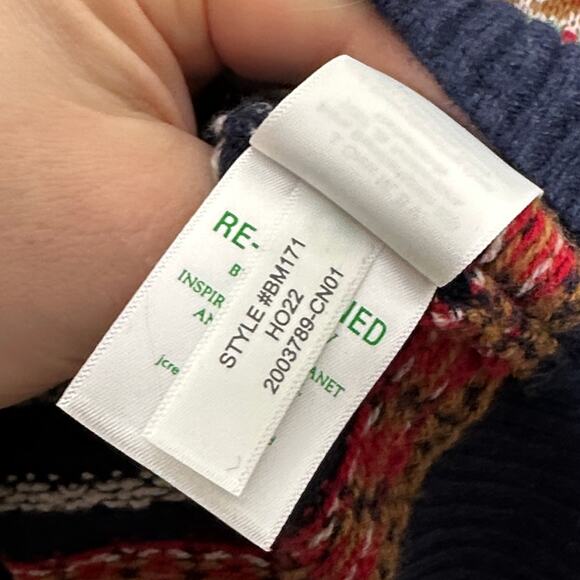 J. CREW Fair Isle Cardigan Sweater Cherry Print Navy Blue Sz XXS {QQ1} - Picture 7 of 7